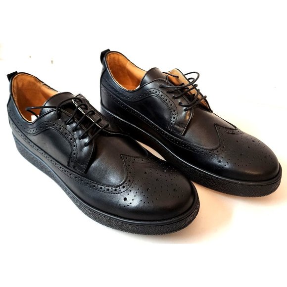 Brogue Blk Dress Wingtip Sneakers Men's Size US 8 / EU 42 Italian Leather NEW - Picture 9 of 10